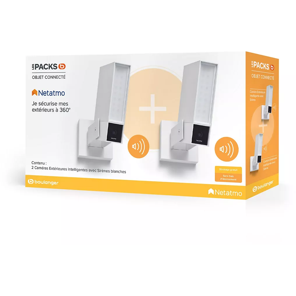 Caméra de surveillance NETATMO Wifi Pack 2 blanches avec sirène