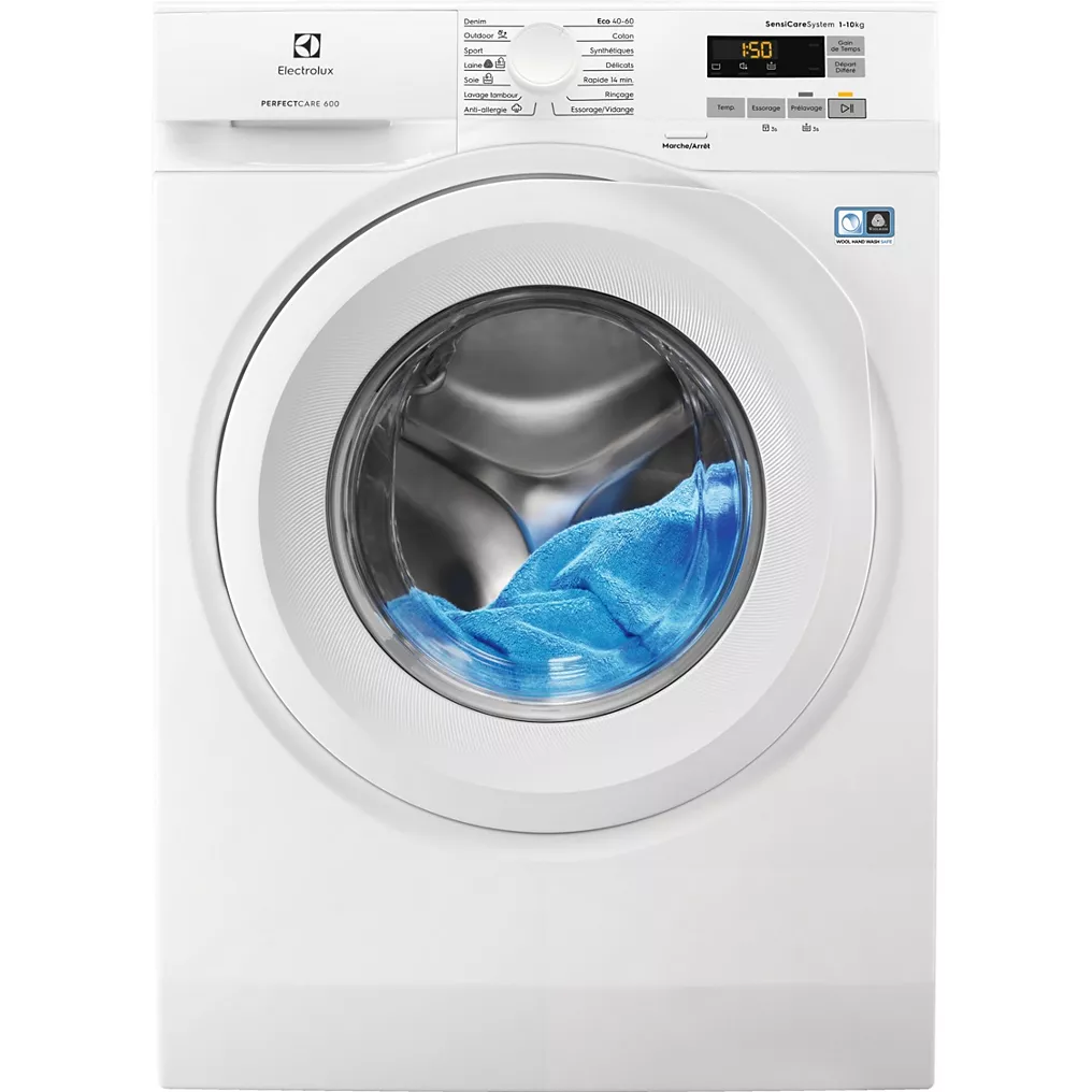 Les points clés Capacité L (10kg) - Essorage élevé (1400 trs) L x H x P : 59.7 x 84.7 x 63.6 cm Niveau sonore de 76dB Vapeur