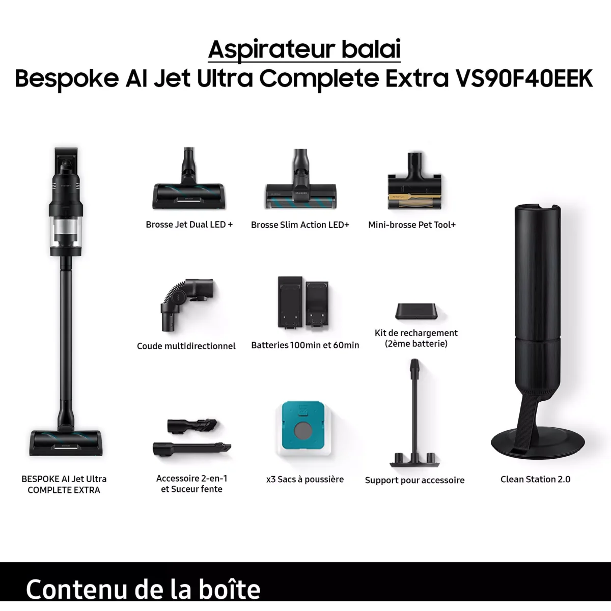 Aspirateur balai SAMSUNG Bespoke AI Jet Ultra 2 batteries VS90F40EEK/WD – Image 9